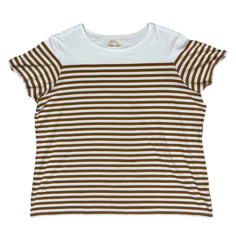 Seasalt Cornwall Sailor T-Shirt 100% organic cotton stripes‎ Size 22-24 Womens